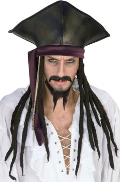 Cappello Da Pirata Marrone A Tricorno Con Dreadlocks Jack Sparrow