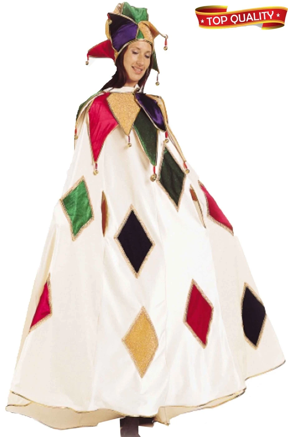 Costume Del Carnevale Veneziano Giullare Di Corte Arlecchinata Bianca