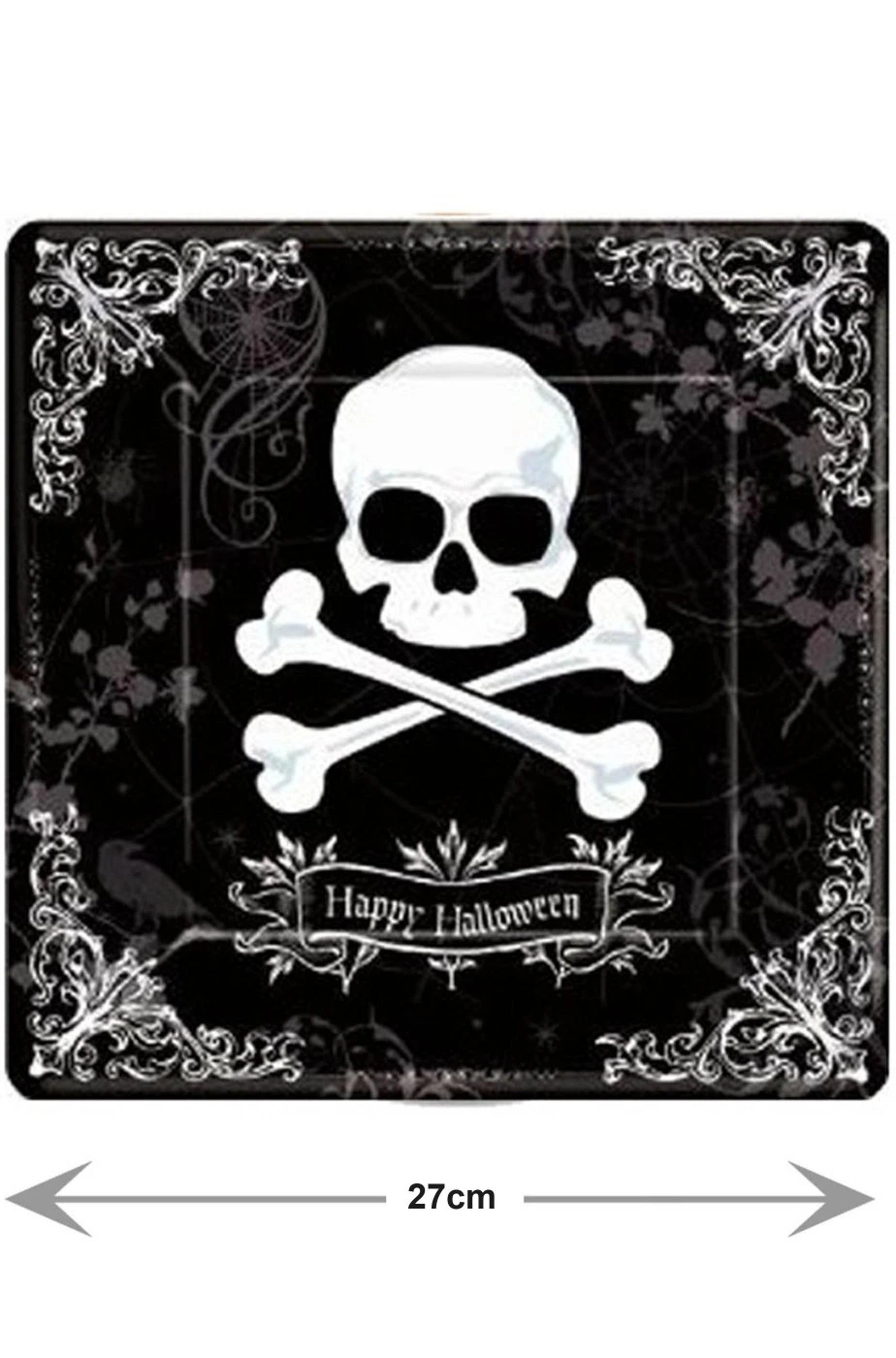 Halloween Party Jolly Roger Piatti Di Carta Con Teschio 18pzx27cm