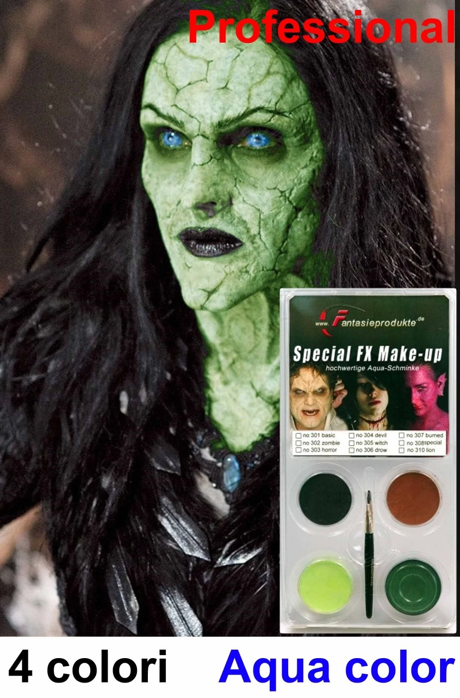 Trucco Teatrale Palette Aqua Color 4 Colori Strega