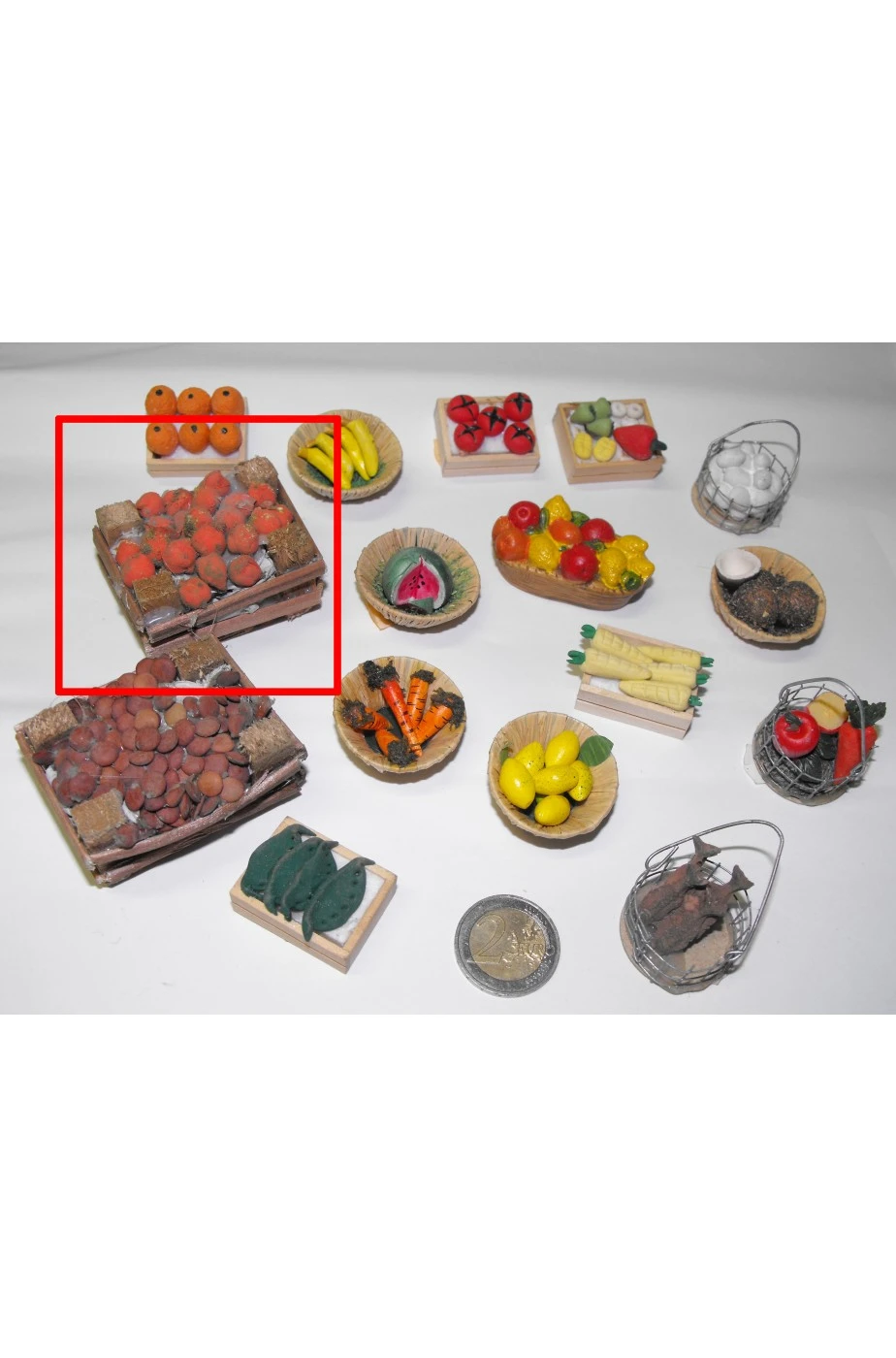 Accessori Presepe Fruttivendolo:cassetta Di Frutta Grande Realizzata A Mano