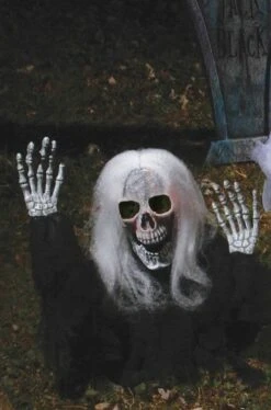Addobbo Halloween Da Giardino Scheletro Che Esce Dal Terreno Nero