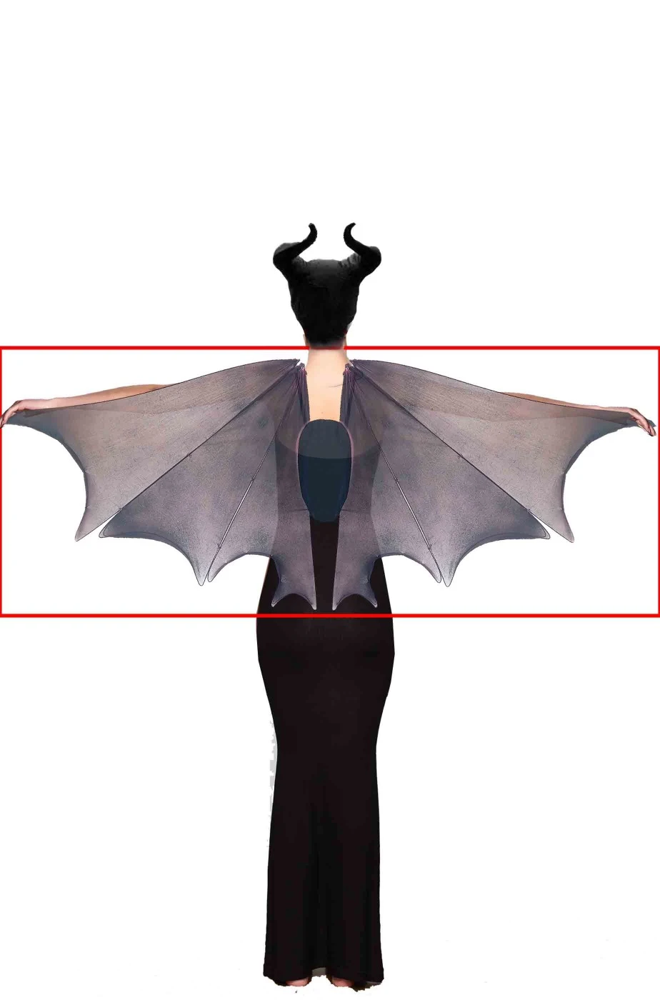 Ali Finte Da Pipistrello Nere Sfumate Di Tulle Con Armatura Rigida - immagine 2