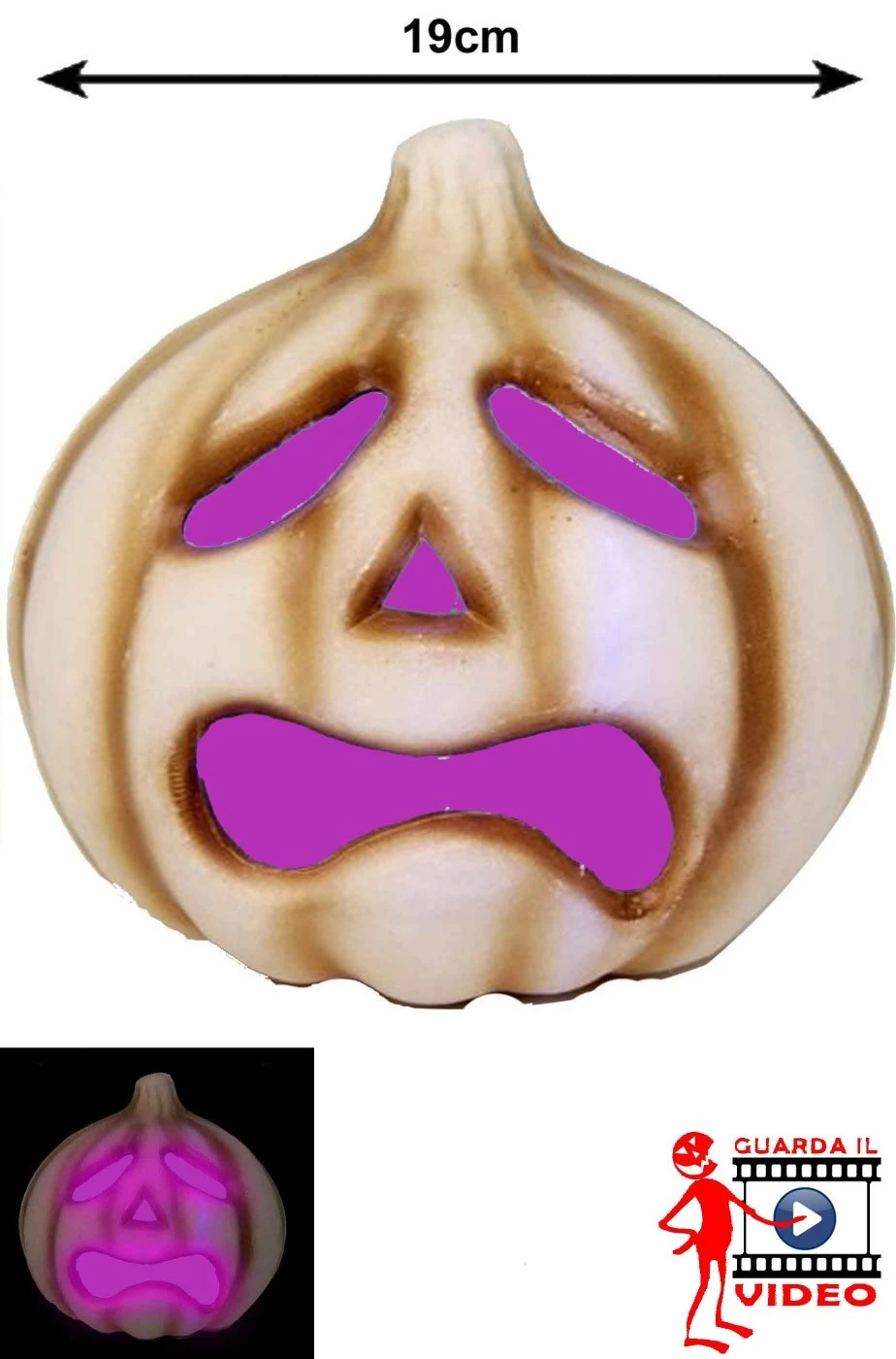 Allestimento Decorazione Halloween Zucca In Plastica Triste Che Si Illumina