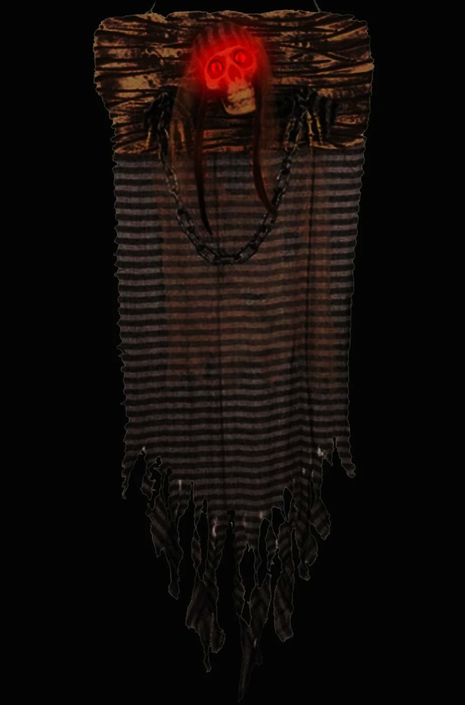 Allestimento Halloween Decorazione Pirata Scheletro Con Occhi Luminosi Da Appendere Cm 45x120 - immagine 2