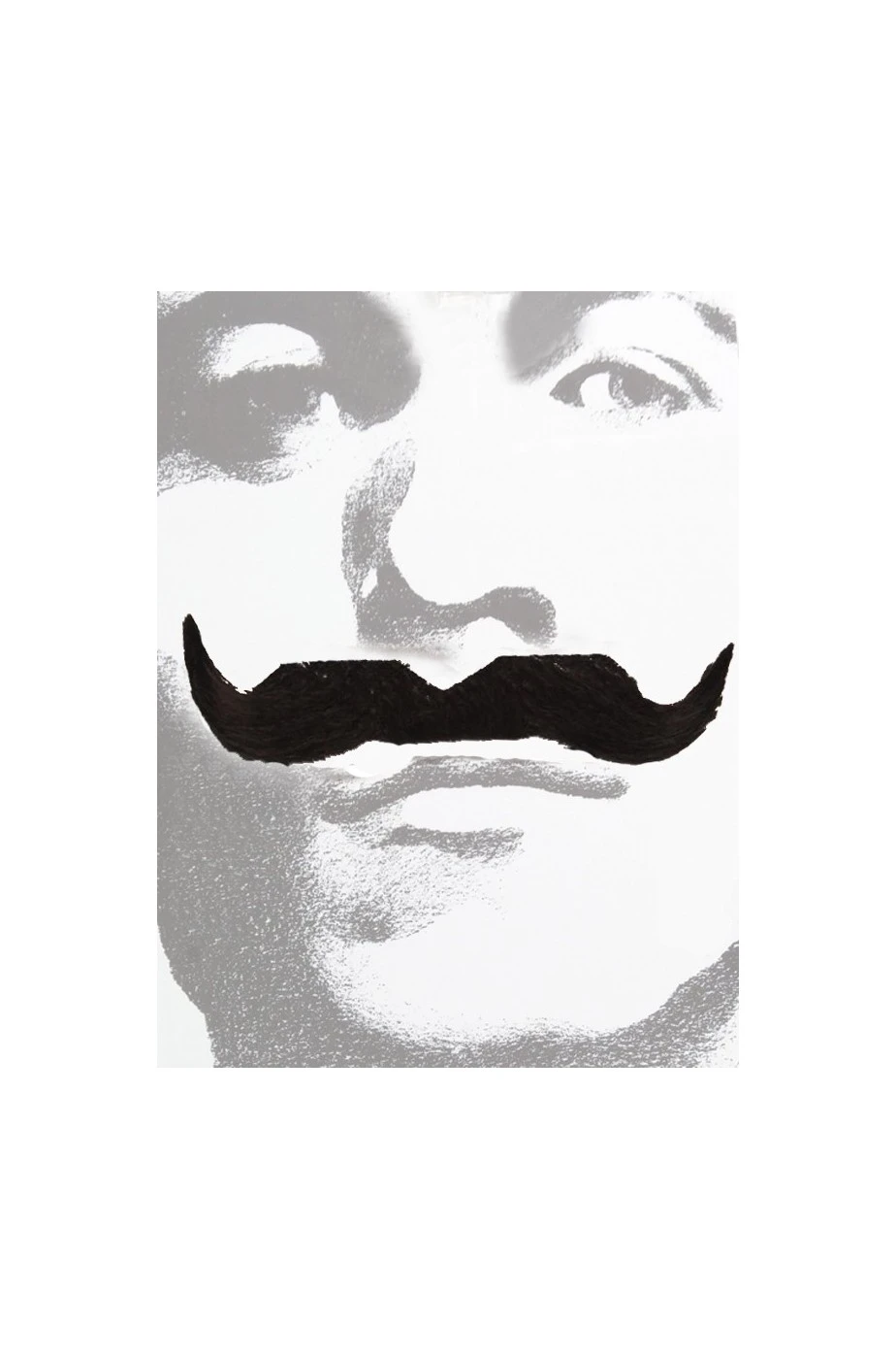 Trucco: Baffi Finti A Punta A Manubrio Neri Dandy - immagine 3