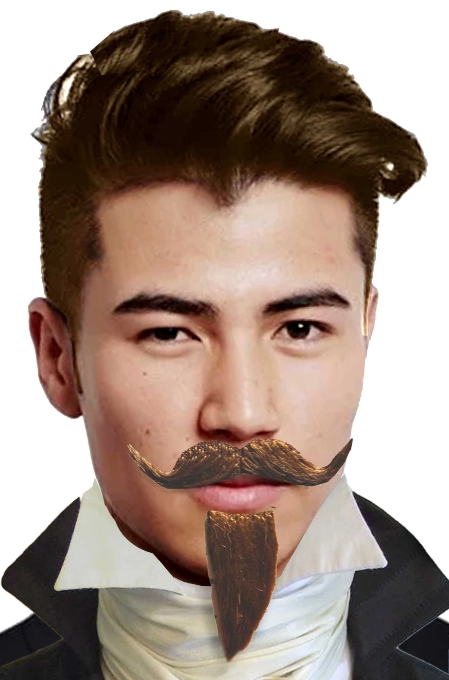 Trucco: Baffi Finti A Punta Castani Con Pizzetto Da Moschettiere