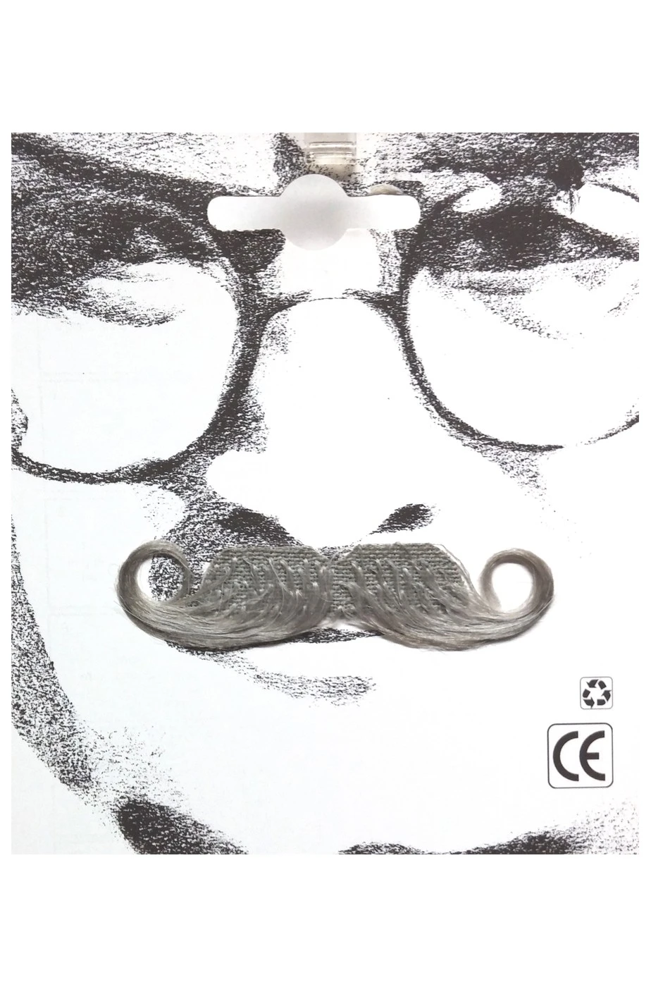 Trucco: Baffi Finti A Ricciolo Professore Vittoriano Grigi Professor - immagine 2