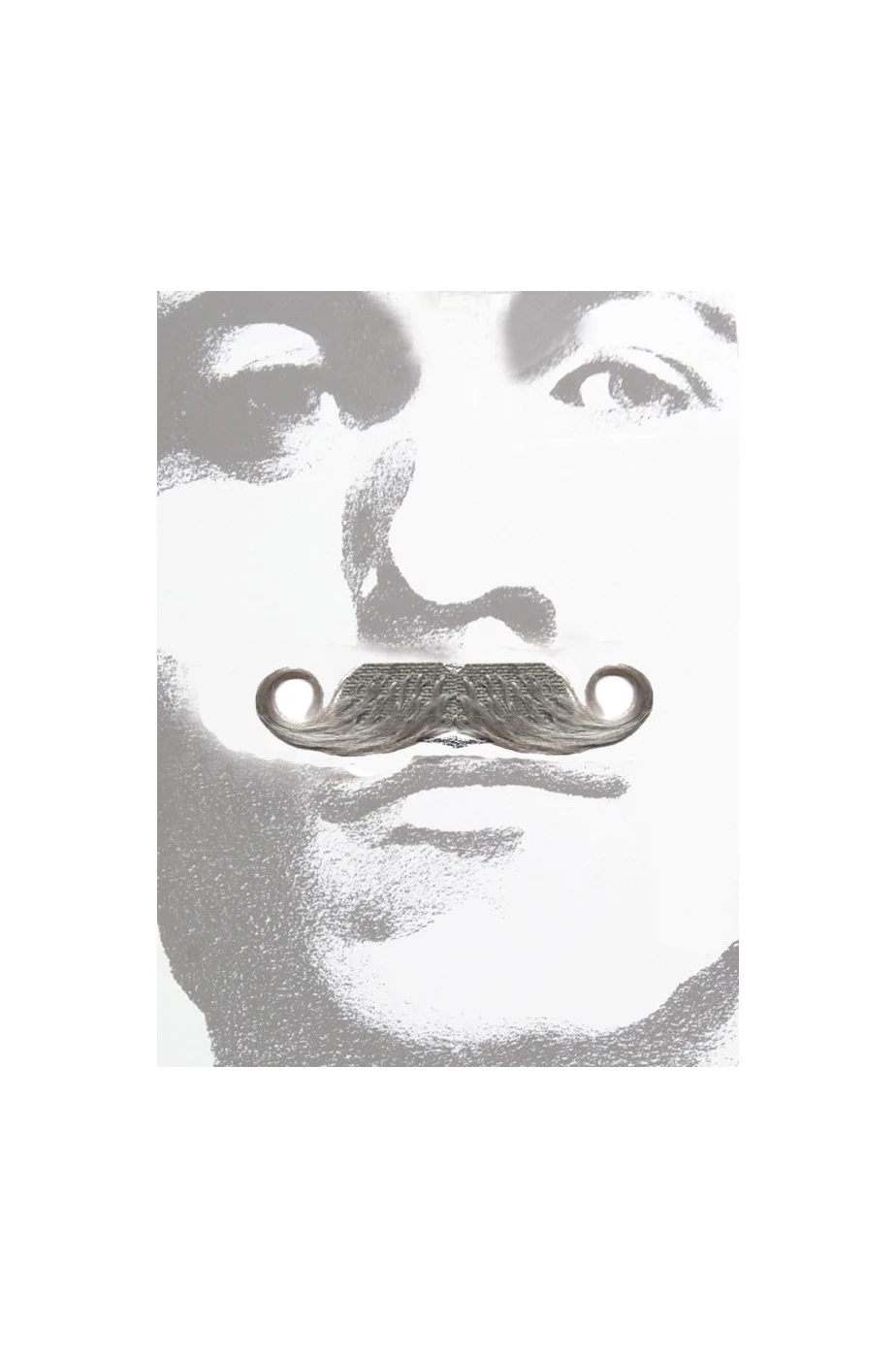 Trucco: Baffi Finti A Ricciolo Professore Vittoriano Grigi Professor - immagine 3