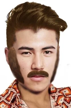 Trucco: Set Baffi A Punta E Basettoni Marroni