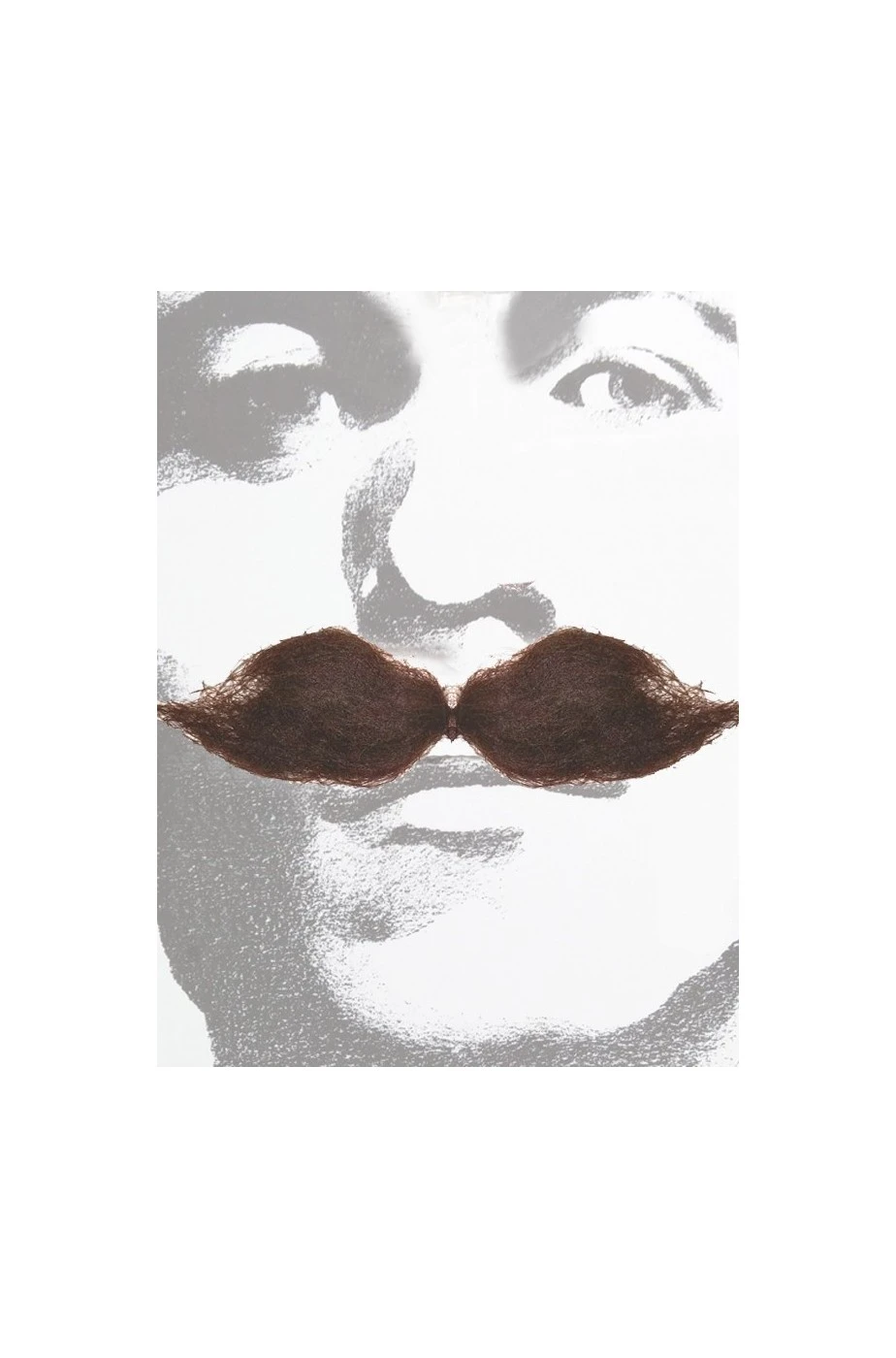 Trucco: Baffi Finti Folti Spessi Marroni Bushy - immagine 2