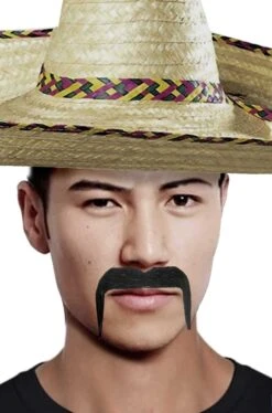 Trucco: Baffi Finti A Ferro Di Cavallo Anni 70 Neri Turk O Messicano