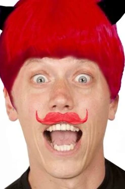 Trucco: Baffi Finti A Punta A Manubrio Rossi Corti Elegan