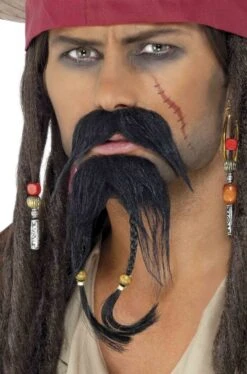 Smiffys Trucco: Baffi E Barba A Due Punte Da Pirata Sparrow