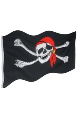 Bandiera Pirata Media Con Teschio Bandana E Ossa 86x55 Cm