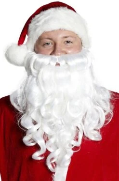 Barba Babbo Natale Bianca Riccia Boccoli Lunga Circa 35 Cm