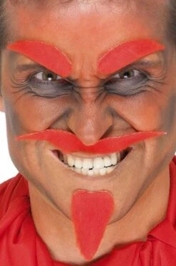 Smiffys Trucco: Set Barba Baffi E Sopracciglia Rosse Diavolo