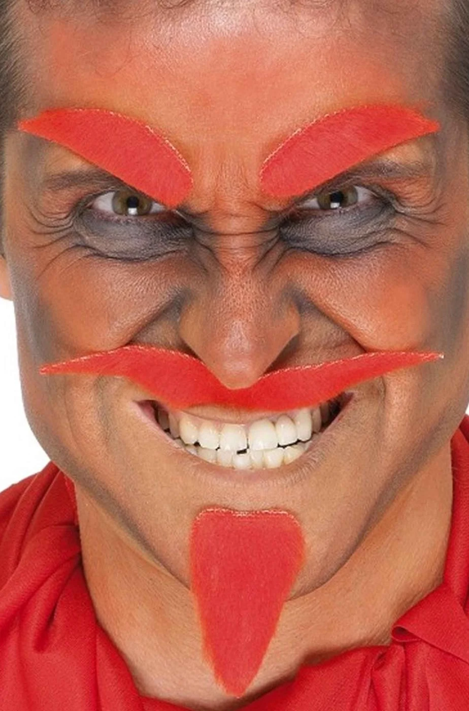 Smiffys Trucco: Set Barba Baffi E Sopracciglia Rosse Diavolo
