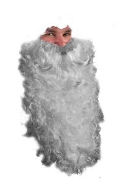 Trucco: Barba Finta Lunga Grigia Da Babbo Natale Cm 40