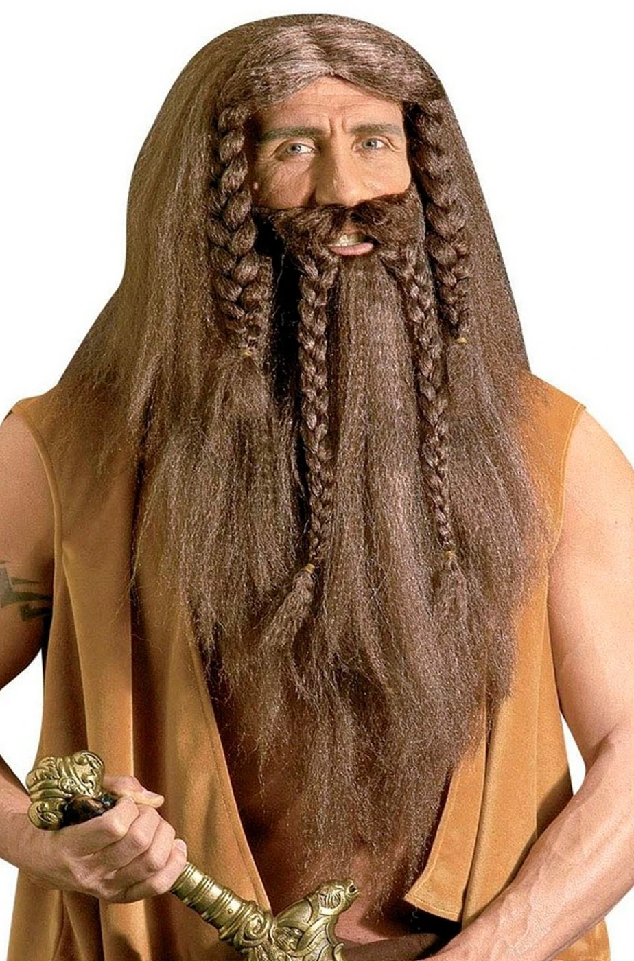 WIDMANN Trucco: Barba Finta Da Uomo Marrone Vikings Con Treccine - immagine 2