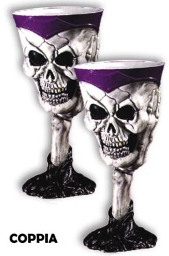 Bicchiere Calice Horror Con Teschio Grigio Coppia