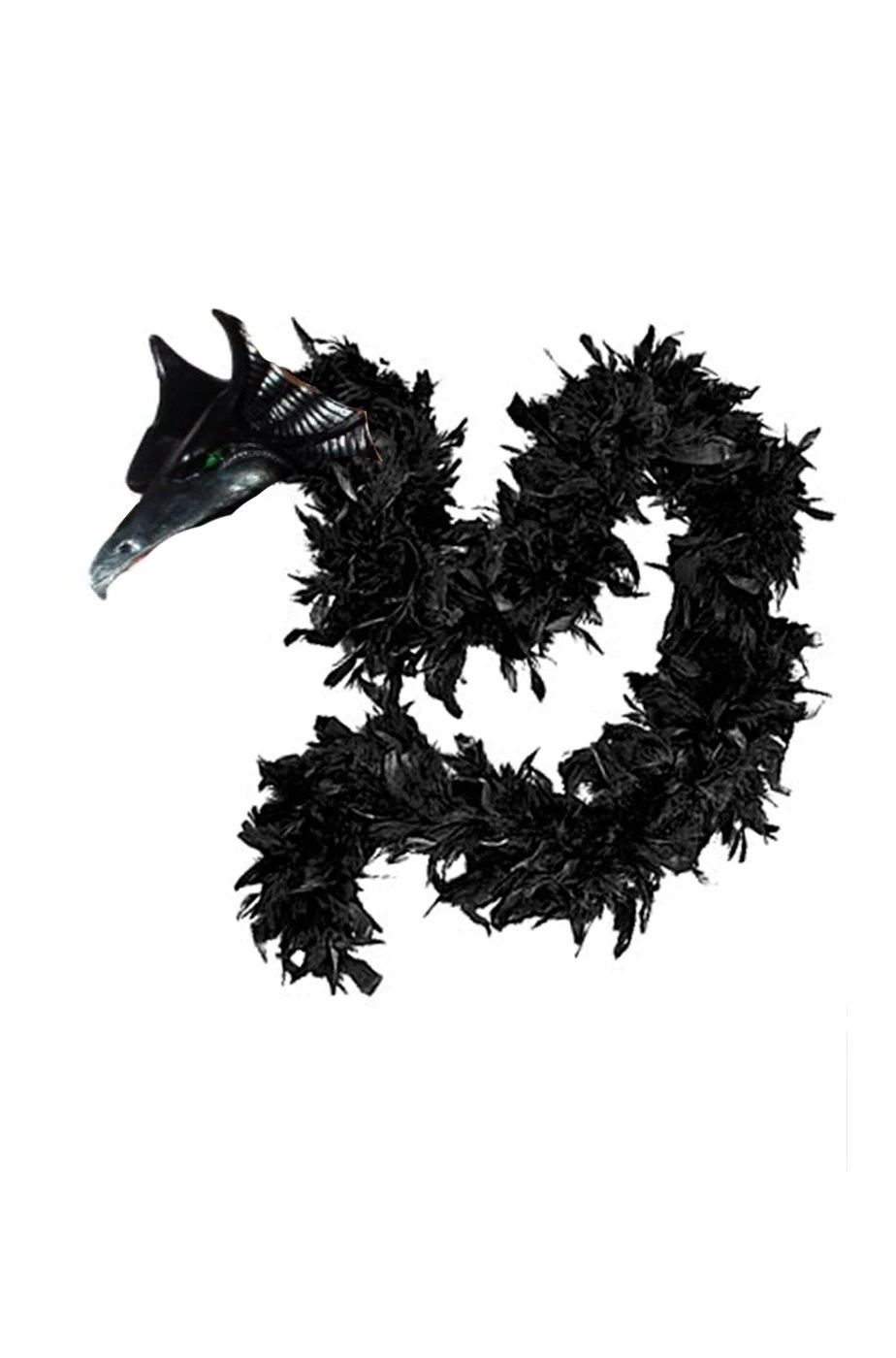 Boa Di Piume Nero Con Testa Di Drago 45 Gr Circa 190 Cm