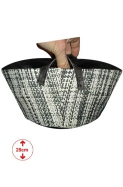 Borsetta A Tamburello Cestino Bianca E Nera