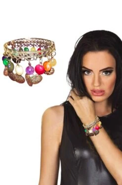 Bracciale Da Odalisca Zingara Con Pendagli E Perline Per Danza Del Ventre