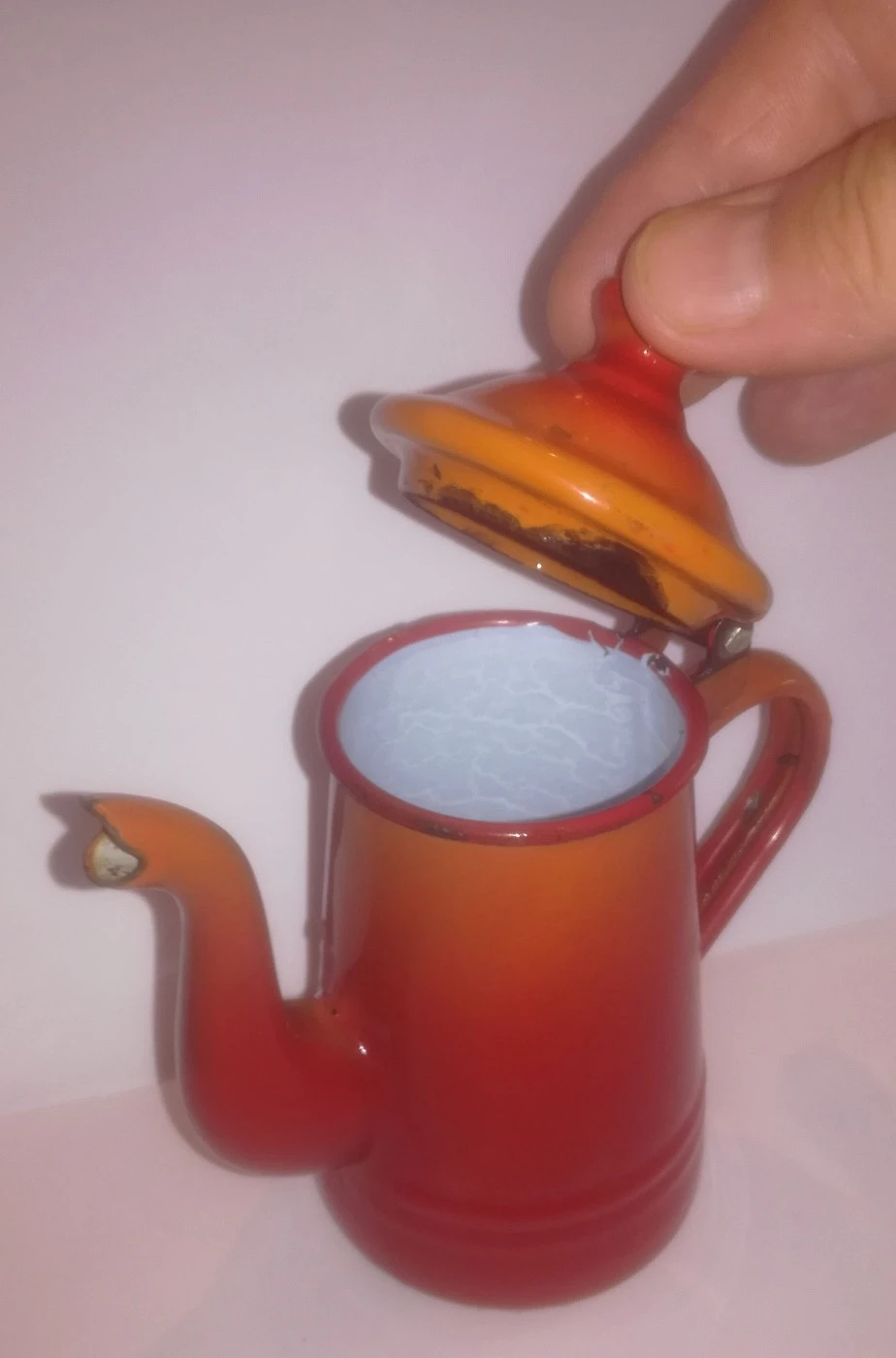 Bricco Da Caffe' Cuccuma Di Metallo Con Becco Interno Smaltato - immagine 2