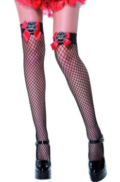 Smiffys Calze A Rete Autoreggenti Con Teschio