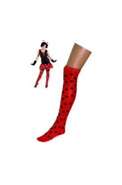 Calze Autoreggenti Da Donna Rosse A Pois Neri Da Coccinella