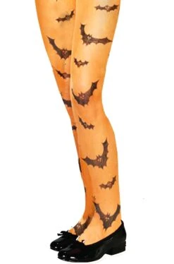 Calze Halloween Da Bambina Arancioni Con Pipistrelli Taglia Unica