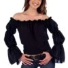 Camicia Donna Nera Spalle Scoperte Piratessa 800 Con Maniche A Sbuffo