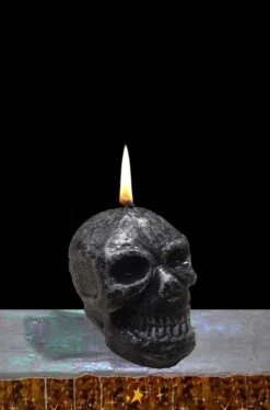 Candela Halloween A Forma Di Teschio Grigio