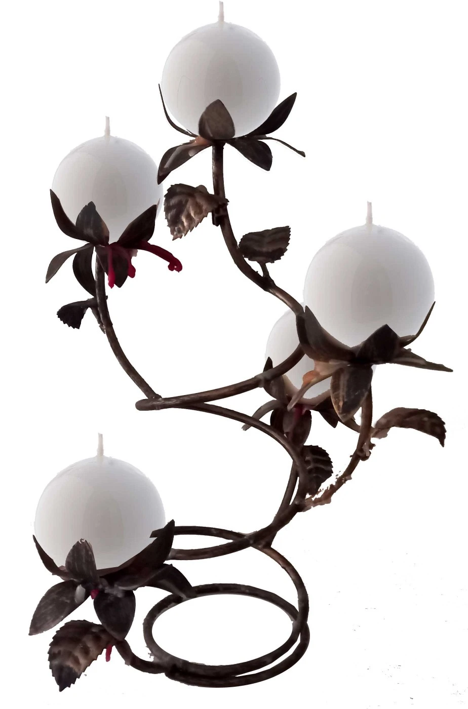 Candeliere Di Ferro Battuto Con Petali E Rami Di Rosa - immagine 2