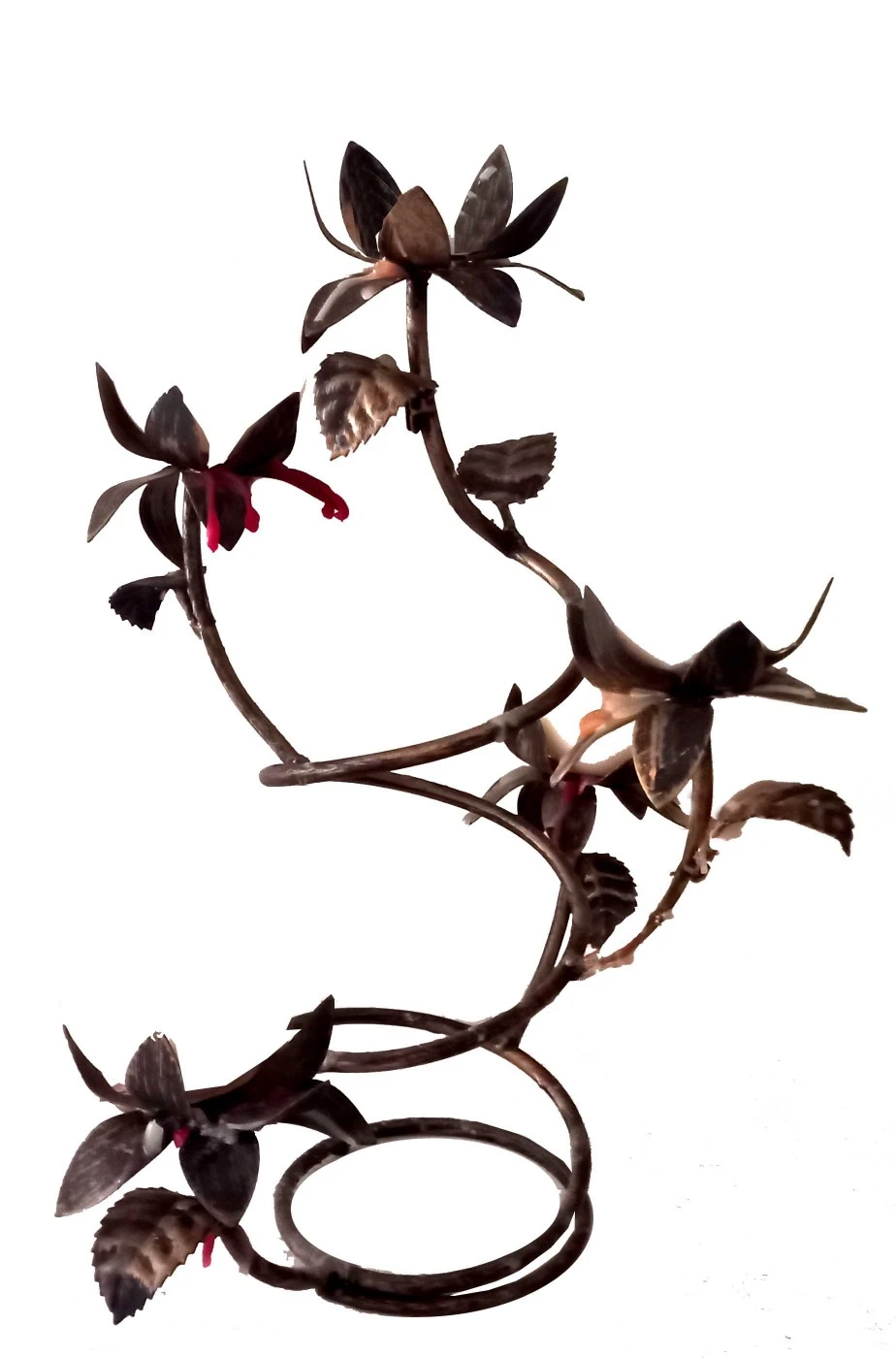 Candeliere Di Ferro Battuto Con Petali E Rami Di Rosa - immagine 3