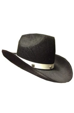 Cappello Cowboy Nero Con Fascia Bianca
