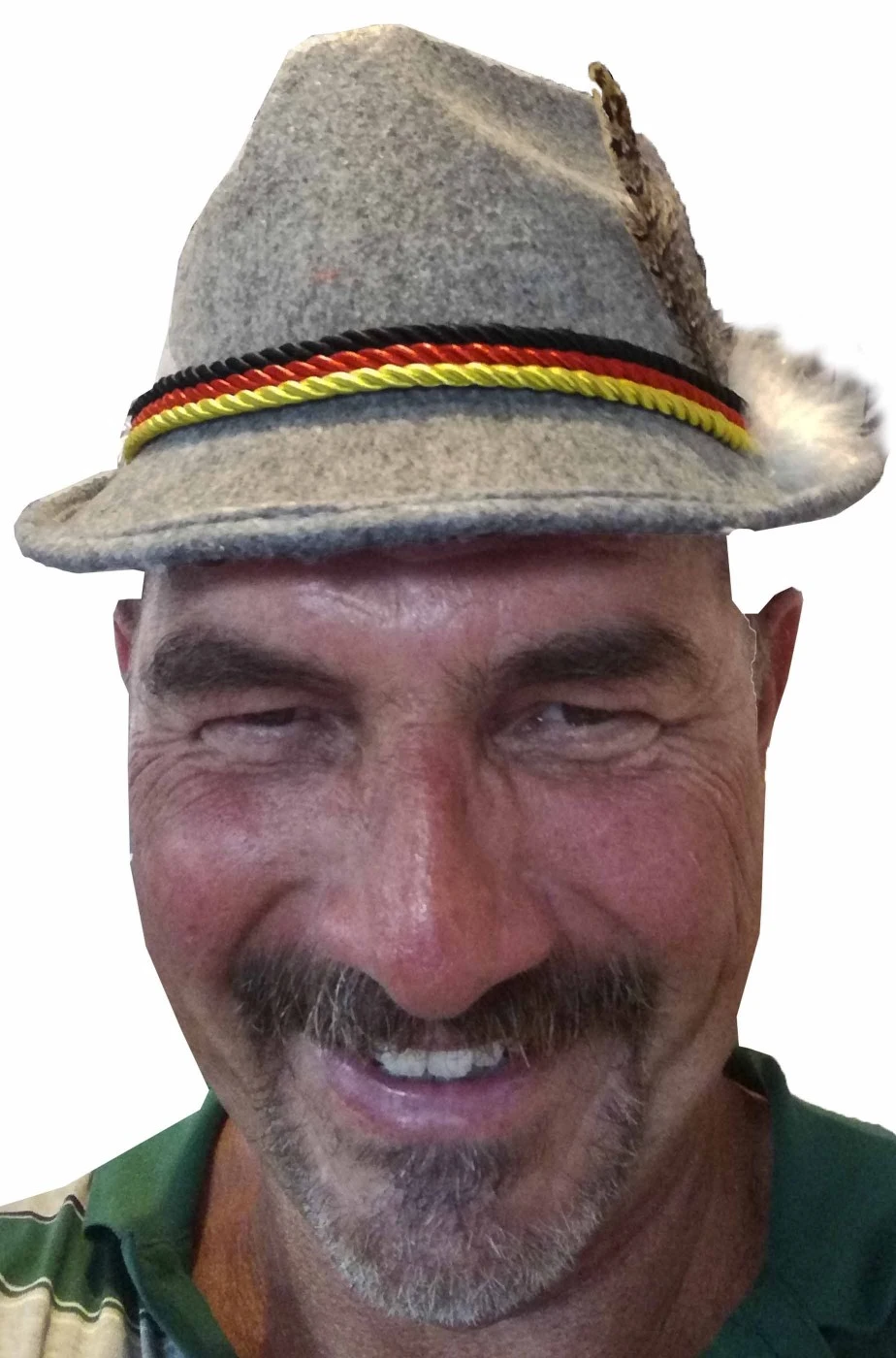 Cappello Da Tirolese O Bavarese Grigio Con Piumetta E Cordino Tricolore