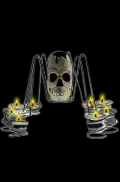 Allestimento Decorazione Halloween Candelabro Centrotavola A Forma Di Ragno Con Teschio Centrale 35cm
