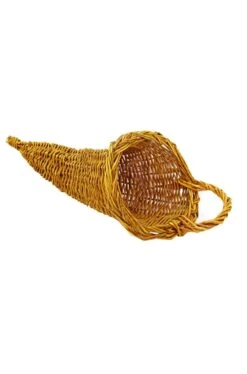 Cestino Di Vimini A Cornucopia Oro 15cm