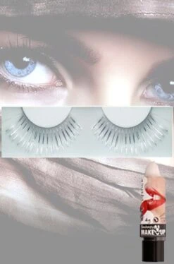 Ciglia Finte Bianche E Argento Con Rossetto Bianco Colla Inclusa
