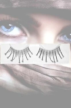 Smiffys Ciglia Finte Lunghe Nere Con Cristalli Trasparenti Sulla Punta