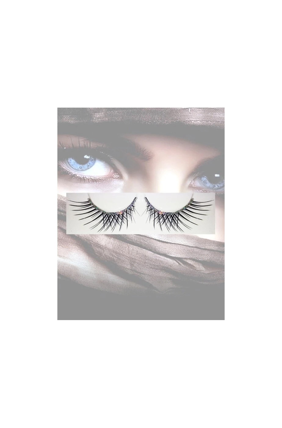 Smiffys Ciglia Finte Nere Ad Incrocio Con Brillantini - immagine 2