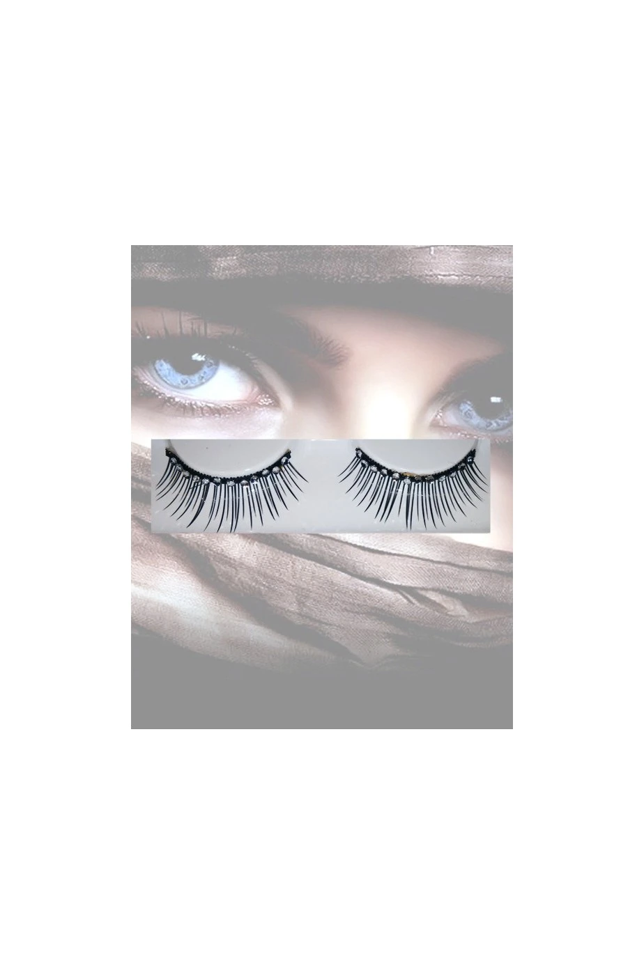 Smiffys Ciglia Finte Nere Con Brillantini - immagine 2