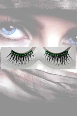 Ciglia Finte Nere Intrecciate Con Brillantini Verdi