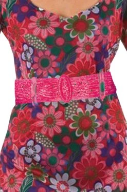 Cintura Da Donna Stile Anni 70 Hippie O Flower Power Rosa Scuro