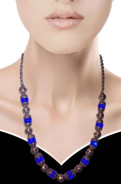 Collana A Sfere Di Metallo Con Pietre Finte Blu Stile Medievale