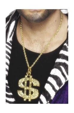 Collana Pappone Con Medaglione Dollaro Color Oro