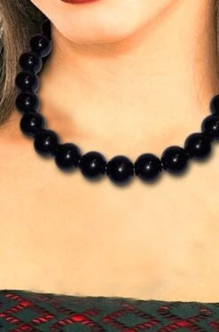 Collana Con Perle Finte Nere Anni 60 Anni 70 Disco
