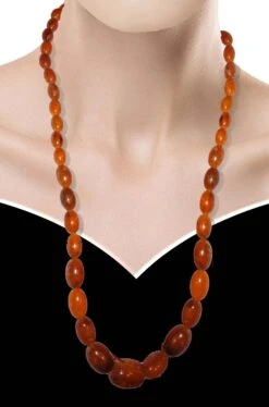 Collana Di Pietre Rosse Finte Ovali